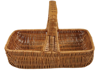 Tablett aus Weide mit Henkel holländisches Design Braun rechteckig 48x30x32 cm