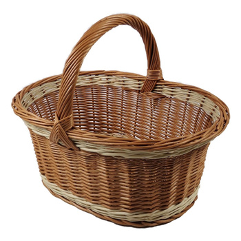 Großer Einkaufskorb aus Weide Braun-Weiß oval 52x39x40 cm