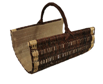 Holzkorb aus Weide mit Jute Dunkelbraun 60x45x48 cm