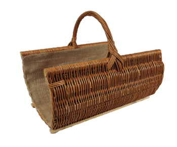 Holzkorb aus Weide mit Jute Braun Natur 60x45x48 cm