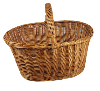 Einkaufskorb aus Weide Pilzkorb Groß Oval Braun 48x37x39 cm