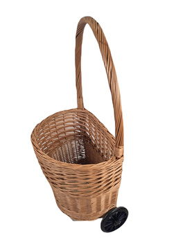 Einkaufswagen aus Weide Klein 44x32x90 cm Transportkorb mit Rollen