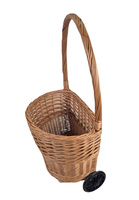 Einkaufswagen aus Weide Klein 44x32x90 cm Transportkorb mit Rollen
