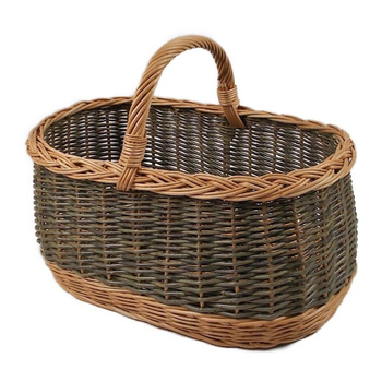 Einkaufskorb aus Weide Grün-Braun Oval 50x30x40 cm