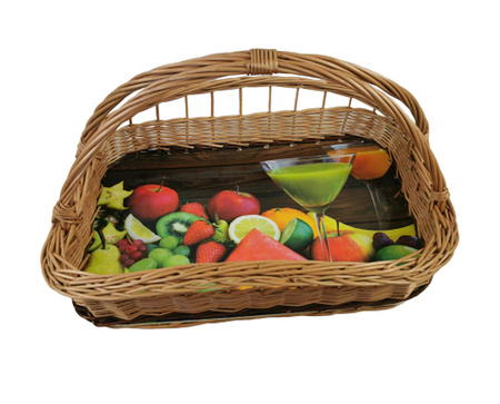 Weidentablett mit Längsgriff 50x35x30 cm Rechteckig Braun