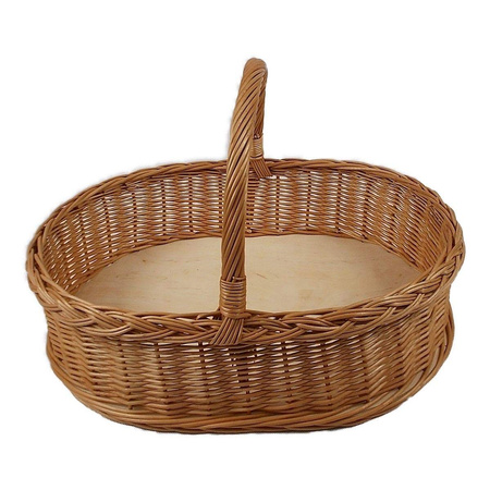 Weidentablett mit Henkel Braun Oval ca. 52x40x35 cm