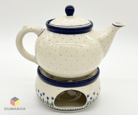 Set Kanne mit Sieb und Stövchen Teelichthalter Bunzlauer Keramik