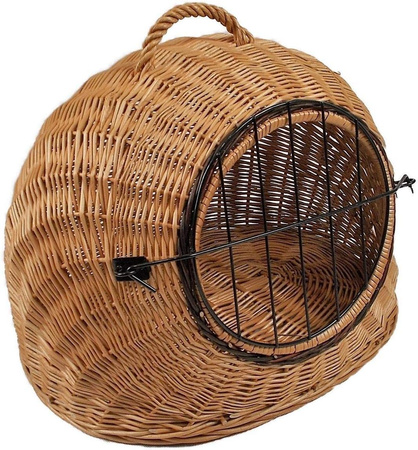 Transportkorb aus Weide für Tiere Braun Gr. M 50x40x45 cm abnehmbares Metall-Gitter