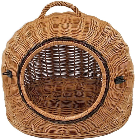 Transportkorb aus Weide für Tiere Braun Gr. M 50x40x45 cm abnehmbares Metall-Gitter