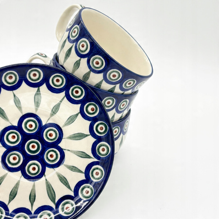 Tasse Handgefertigte Tasse mit Untertasse Bunzlauer Keramik 350 ml