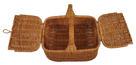 Picknickkorb aus Weide mit Deckel Braun 43x30x38 cm Rechteckig