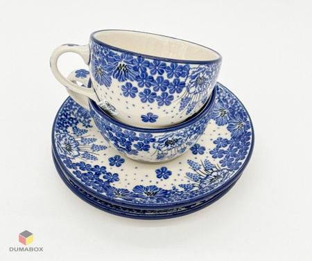 Handgefertigte Tasse mit Untertasse Bunzlauer Keramik