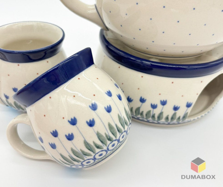 Set Kanne mit Sieb und Stövchen Teelichthalter Bunzlauer Keramik