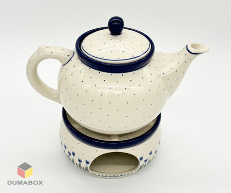 Set Kanne mit Sieb und Stövchen Teelichthalter Bunzlauer Keramik