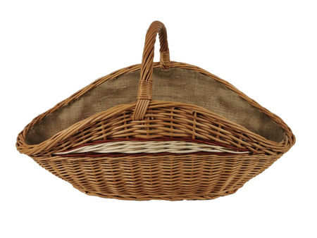 Kaminholzkorb aus Weide mit Jute 65x40x35 cm