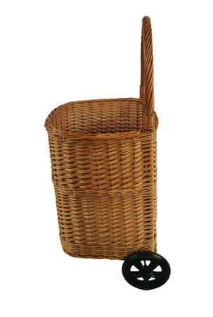 Einkaufswagen aus Weide Gross 46x40x92 cm Transportkorb mit Rollen