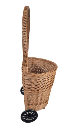 Einkaufswagen aus Weide Klein 44x32x90 cm Transportkorb mit Rollen