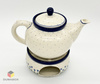 Set Kanne mit Sieb und Stövchen Teelichthalter Bunzlauer Keramik