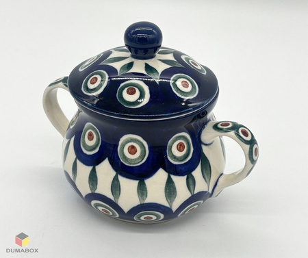 Elegante Zuckerdose aus Bunzlauer Keramik - handbemalt und handgemacht