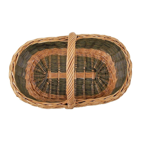 Einkaufskorb aus Weide Grün-Braun Oval 50x30x40 cm