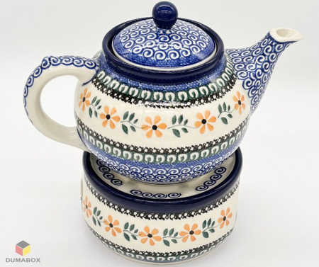 Set Kanne und Teelichthalter Stövchen Bunzlauer Keramik