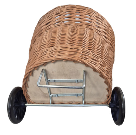 Einkaufswagen aus Weide Klein 44x32x90 cm Transportkorb mit Rollen