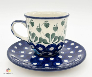 Handgefertigte Tasse mit Untertasse Bunzlauer Keramik