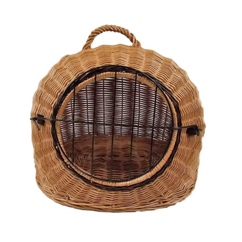 Transportkorb aus Weide für Tiere Braun Gr. S 45x35x44 cm abnehmbares Metall-Gitter