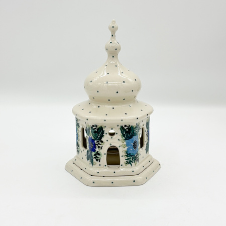 Teelichthalter Bunzlauer Keramik-Teelichthaus handbemalt 17 cm