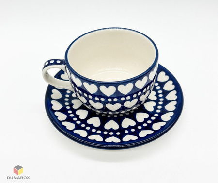 Handgefertigte Tasse mit Untertasse Bunzlauer Keramik