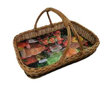 Weidentablett mit Querstange 50x35x29 cm Rechteckig Braun