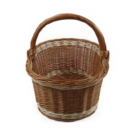 Großer Einkaufskorb aus Weide Braun-Weiß oval 52x39x40 cm