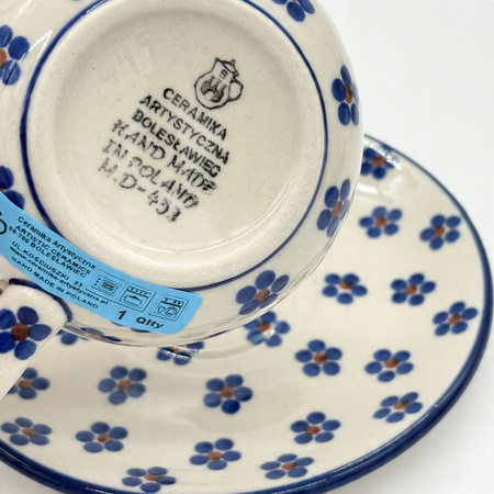 Tasse Handgefertigte Tasse mit Untertasse Bunzlauer Keramik 200 ml