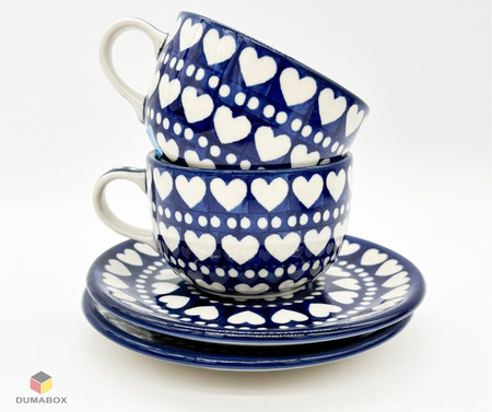 Handgefertigte Tasse mit Untertasse Bunzlauer Keramik