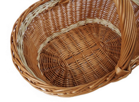 Großer Einkaufskorb aus Weide Braun-Weiß oval 52x39x40 cm