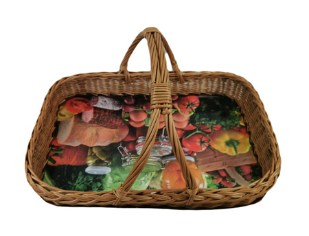 Weidentablett mit Querstange 50x35x29 cm Rechteckig Braun