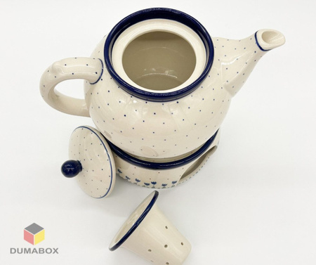 Set Kanne mit Sieb und Stövchen Teelichthalter Bunzlauer Keramik