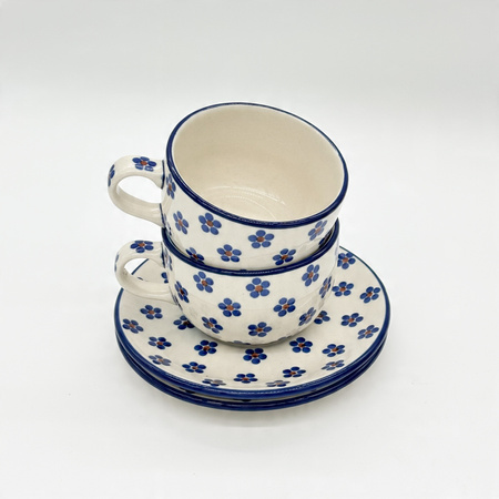 Tasse Handgefertigte Tasse mit Untertasse Bunzlauer Keramik 200 ml