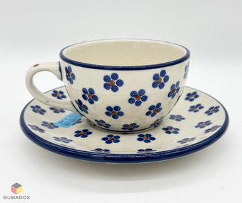 Handgefertigte Tasse mit Untertasse Bunzlauer Keramik