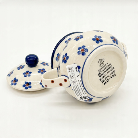 Zuckerdose aus Bunzlauer Keramik Elegante Blumen handbemalt und handgemacht