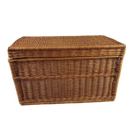 Truhe mit Deckel aus Weide braun natur 70x44x44 cm