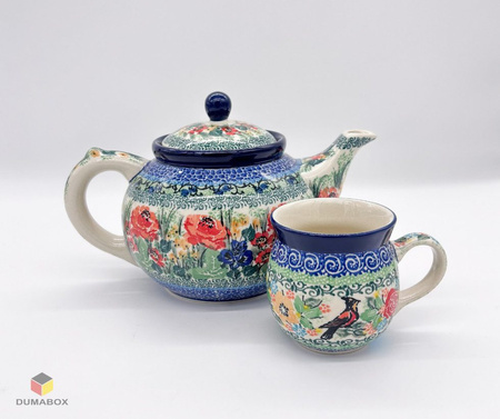 Handgemachte Teekanne Kanne handbemalt Bunzlauer Keramik