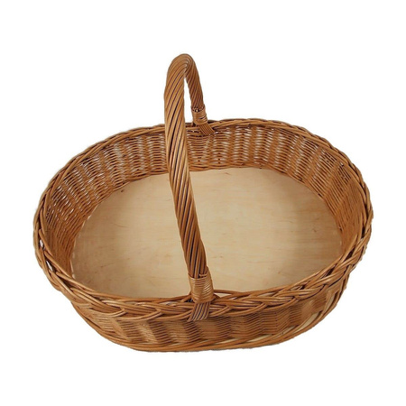 Weidentablett mit Henkel Braun Oval ca. 52x40x35 cm