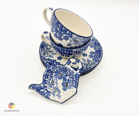 Handgefertigte Tasse mit Untertasse Bunzlauer Keramik