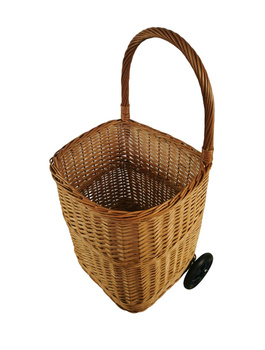 Einkaufswagen aus Weide Gross 46x40x92 cm Transportkorb mit Rollen