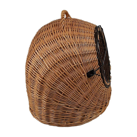 Transportkorb aus Weide für Tiere Braun Gr. S 45x35x44 cm abnehmbares Metall-Gitter