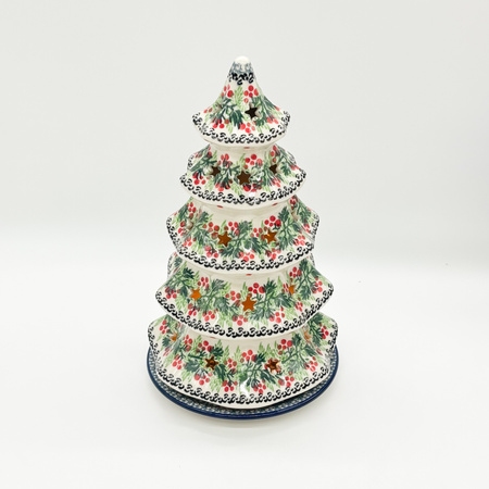 Teelichthalter Keramik-Lampion in Tannenbaumform Handgemacht 24,5 cm