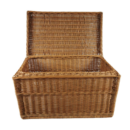 Truhe mit Deckel aus Weide braun natur 70x44x44 cm