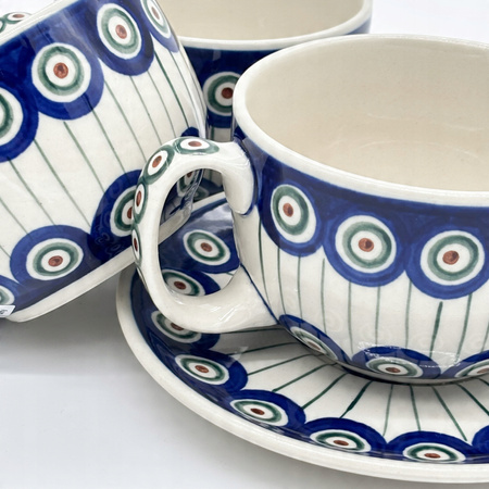 Tasse Handgefertigte Tasse mit Untertasse Bunzlauer Keramik 350 ml