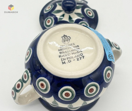 Elegante Zuckerdose aus Bunzlauer Keramik - handbemalt und handgemacht